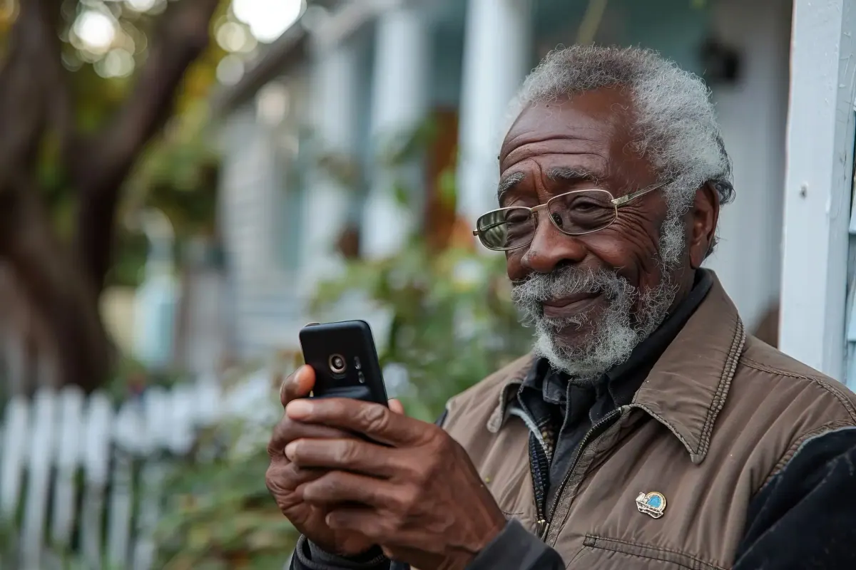 a retiree booking a call on his phone