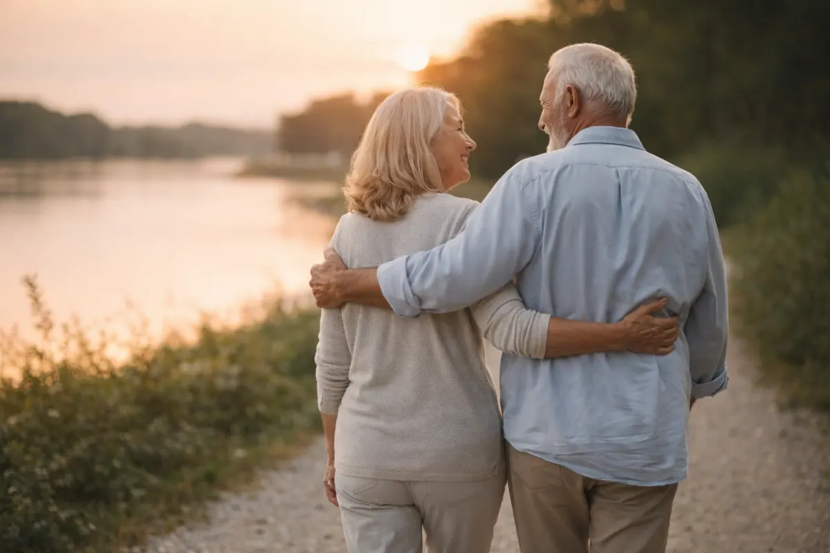 a couple enjoying a walk together
