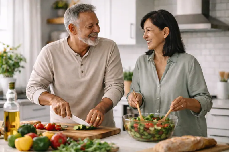 couple reviewing retirement income plan